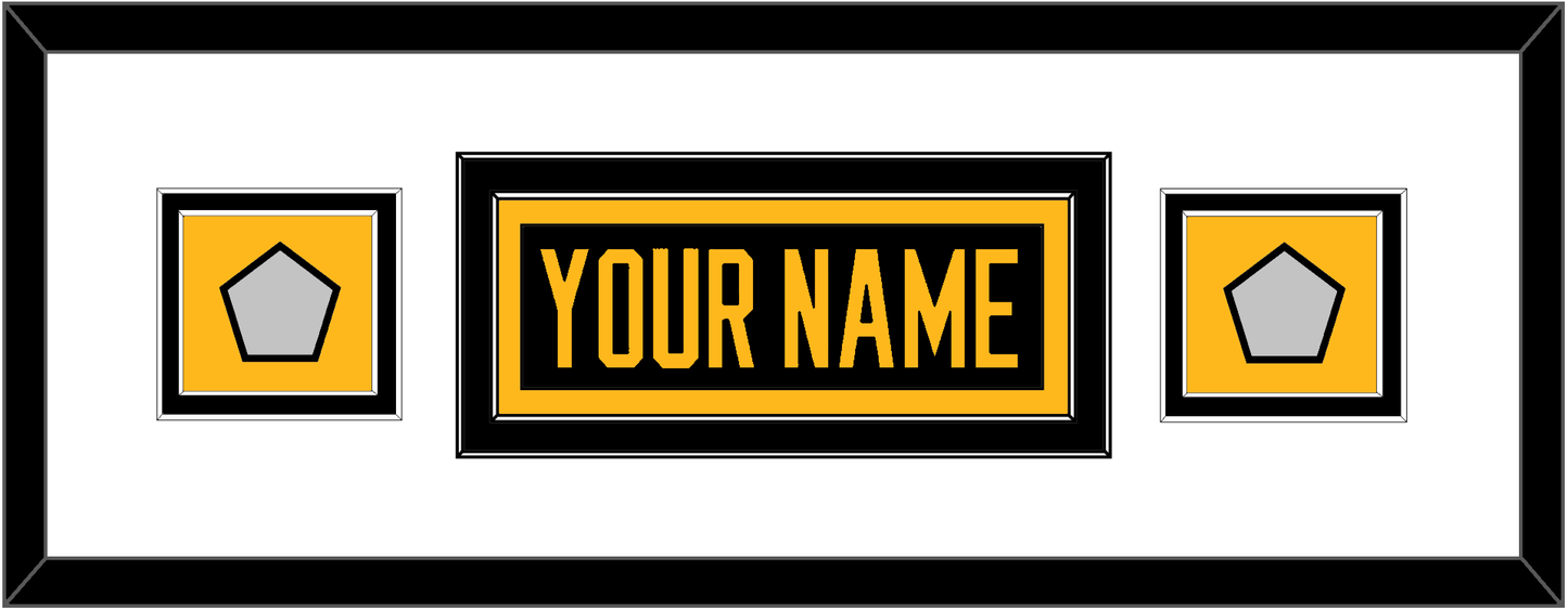 Pittsburgh Nameplate & 2 Stanley Cup Champions Patches - Road Black (1988-1992) - Signature Tier 4
