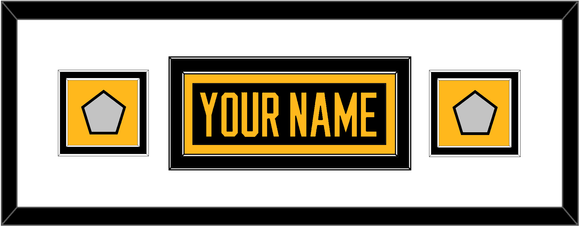 Pittsburgh Nameplate & 2 Stanley Cup Finals Patches - Home Black - Double Mat 4