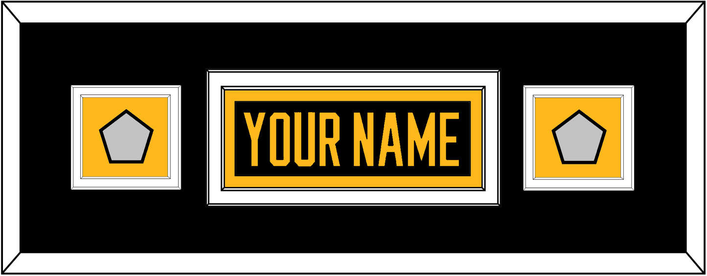 Pittsburgh Nameplate & 2 Stanley Cup Champions Patches - Home Black - Signature Tier 6