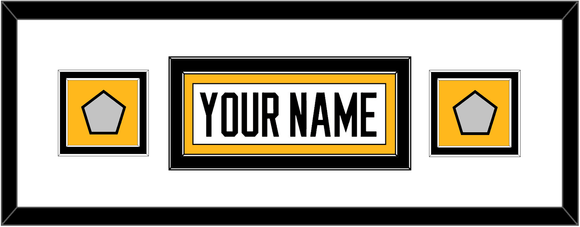 Pittsburgh Nameplate & 2 Stanley Cup Champions Patches - Road White - Double Mat 5