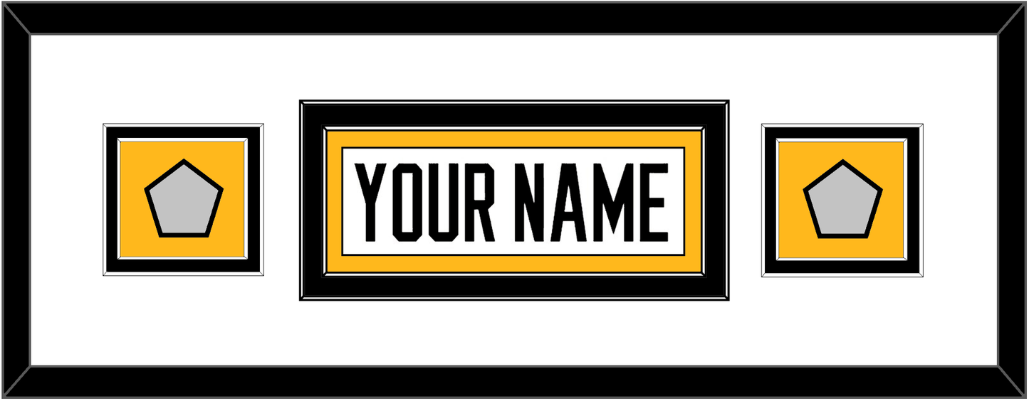 Pittsburgh Nameplate & 2 Stanley Cup Champions Patches - Home White (1988-1992) - Signature Tier 5
