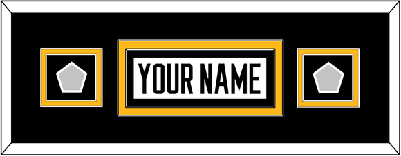 Pittsburgh Nameplate & 2 Stanley Cup Champions Patches - Road White - Double Mat 8