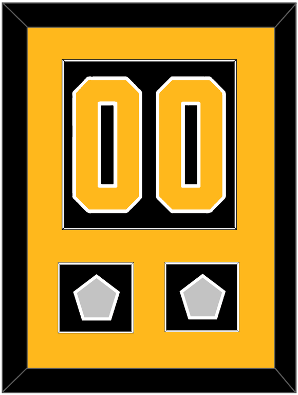 Pittsburgh Number (Back) & 2 Stanley Cup Champions Patches - Road Black (1988-1992) - Single Mat 2