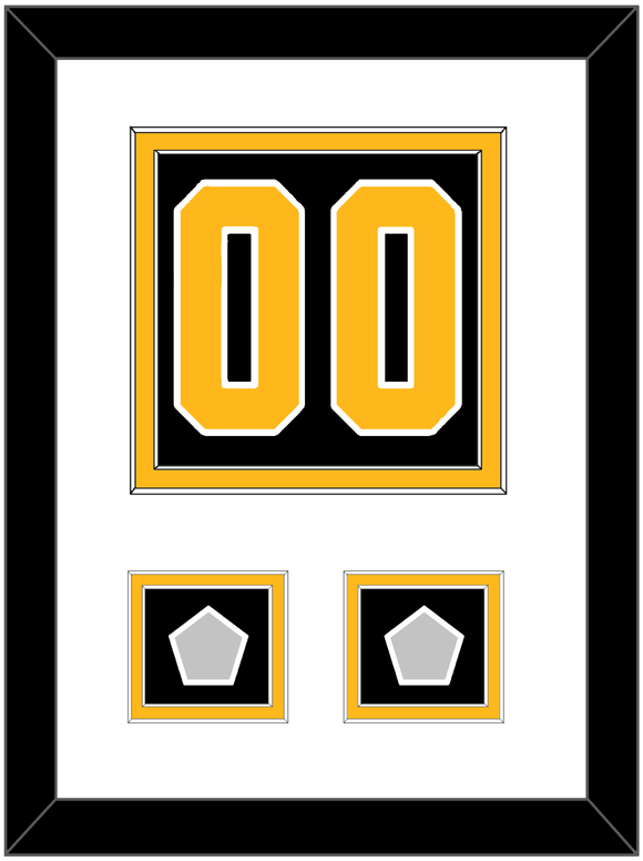 Pittsburgh Number (Back) & 2 Stanley Cup Finals Patches - Home Black - Double Mat 1