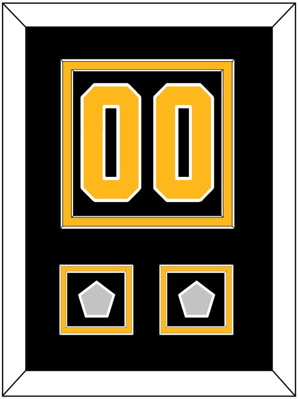 Pittsburgh Number (Back) & 2 Stanley Cup Finals Patches - Home Black - Double Mat 2