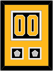 Pittsburgh Number (Back) & 2 Stanley Cup Champions Patches - Road Black (1988-1992) - Double Mat 3