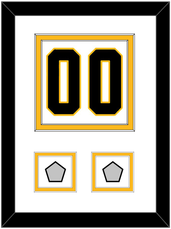 Pittsburgh Number (Back) & 2 Stanley Cup Champions Patches - Road White - Double Mat 1