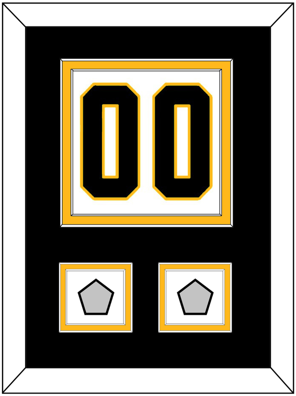 Pittsburgh Number (Back) & 2 Stanley Cup Finals Patches - Road White - Double Mat 3