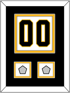 Pittsburgh Number (Back) & 2 Stanley Cup Champions Patches - Road White - Double Mat 3