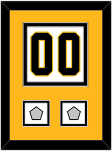 Pittsburgh Number (Back) & 2 Stanley Cup Champions Patches - Road White - Double Mat 4