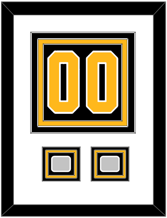 Pittsburgh Number (Back) & 2 Stanley Cup Finals Patches - Home Black - Triple Mat 1