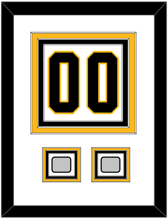 Pittsburgh Number (Back) & 2 Stanley Cup Finals Patches - Road White - Triple Mat 1