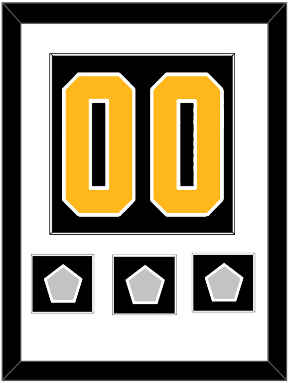 Pittsburgh Number (Back) & 3 Stanley Cup Champions Patches - Home Black - Single Mat 1