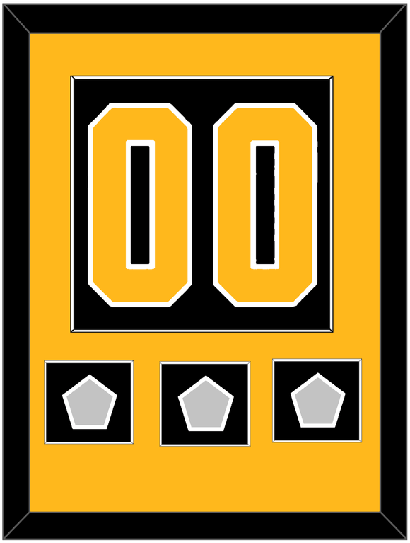 Pittsburgh Number (Back) & 3 Stanley Cup Finals Patches - Home Black - Single Mat 2