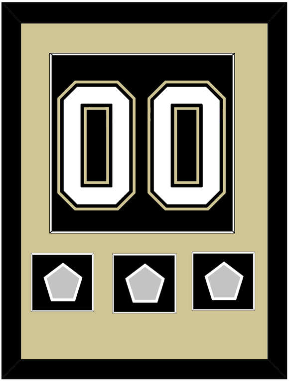 Pittsburgh Number (Back) & 3 Stanley Cup Champions Patches - Home Black (2007-2016) - Single Mat 2