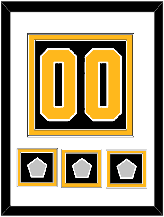 Pittsburgh Number (Back) & 3 Stanley Cup Champions Patches - Home Black - Signature Tier 1