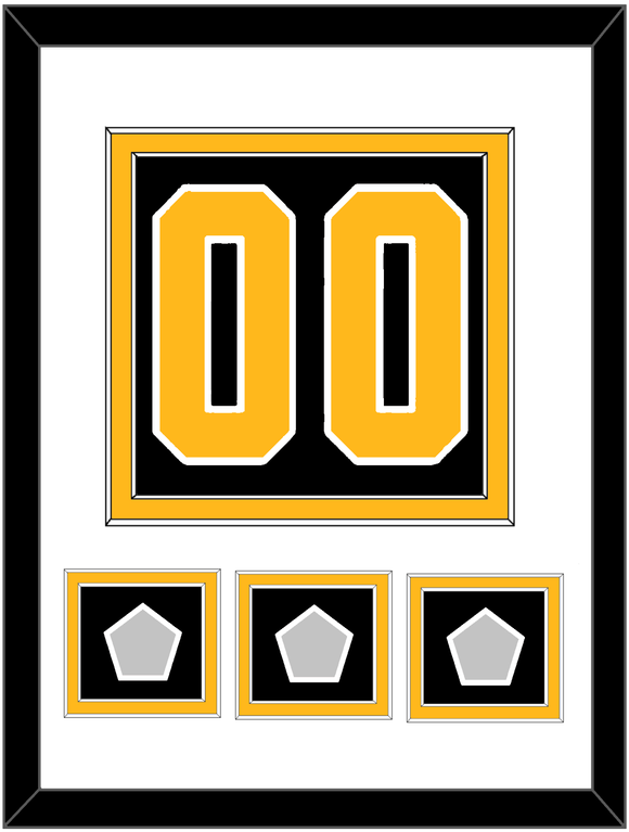 Pittsburgh Number (Back) & 3 Stanley Cup Champions Patches - Home Black - Double Mat 1