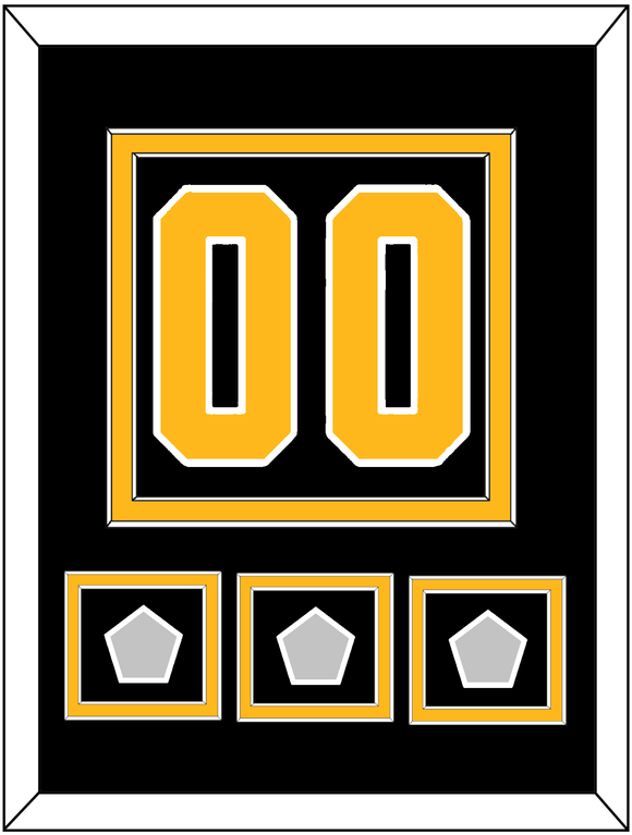 Pittsburgh Number (Back) & 3 Stanley Cup Finals Patches - Home Black - Double Mat 2