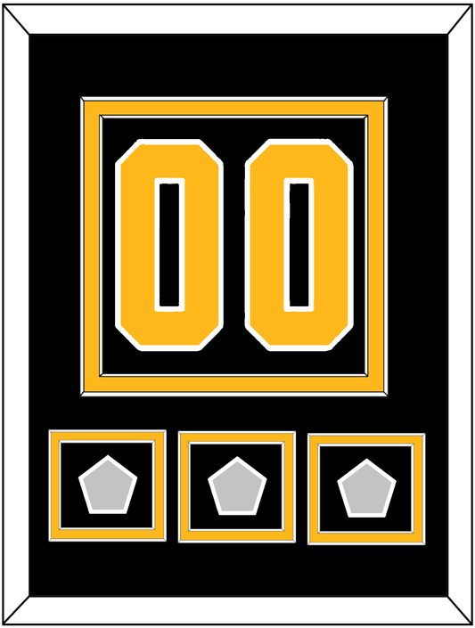 Pittsburgh Number (Back) & 3 Stanley Cup Champions Patches - Home Black - Signature Tier 2