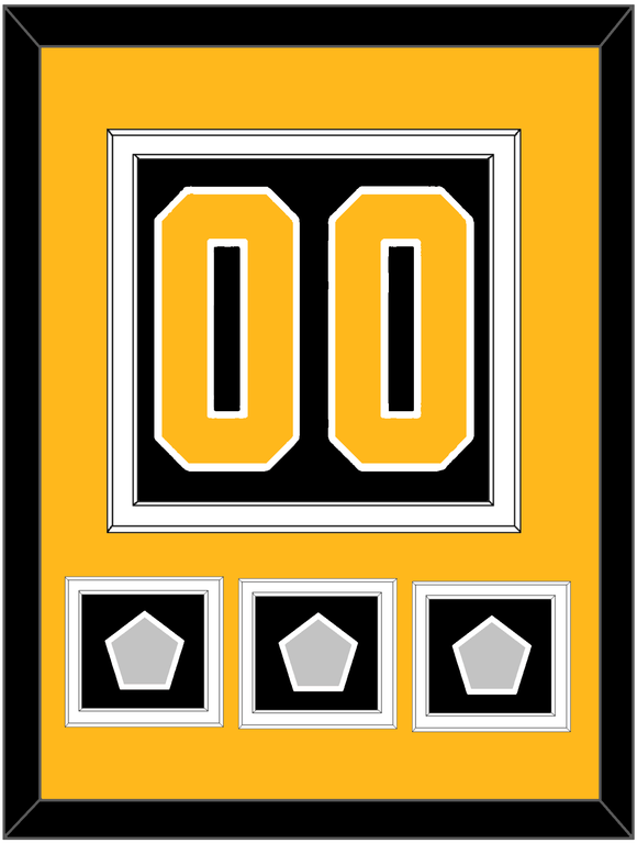 Pittsburgh Number (Back) & 3 Stanley Cup Finals Patches - Home Black - Double Mat 3