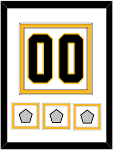 Pittsburgh Number (Back) & 3 Stanley Cup Finals Patches - Road White - Double Mat 1