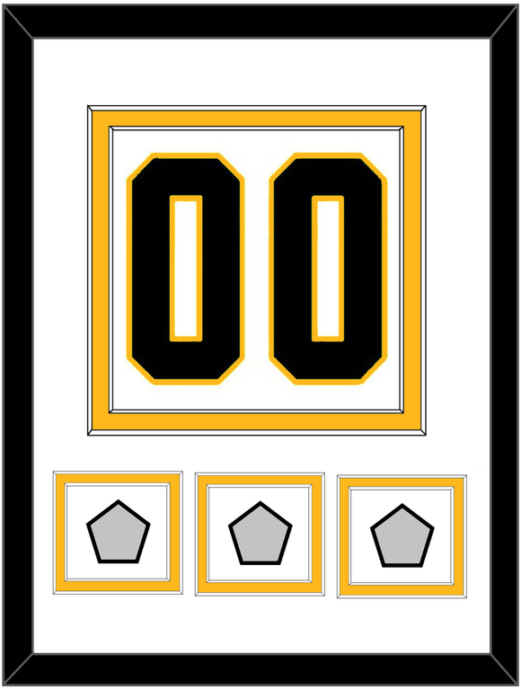 Pittsburgh Number (Back) & 3 Stanley Cup Champions Patches - Road White - Double Mat 1