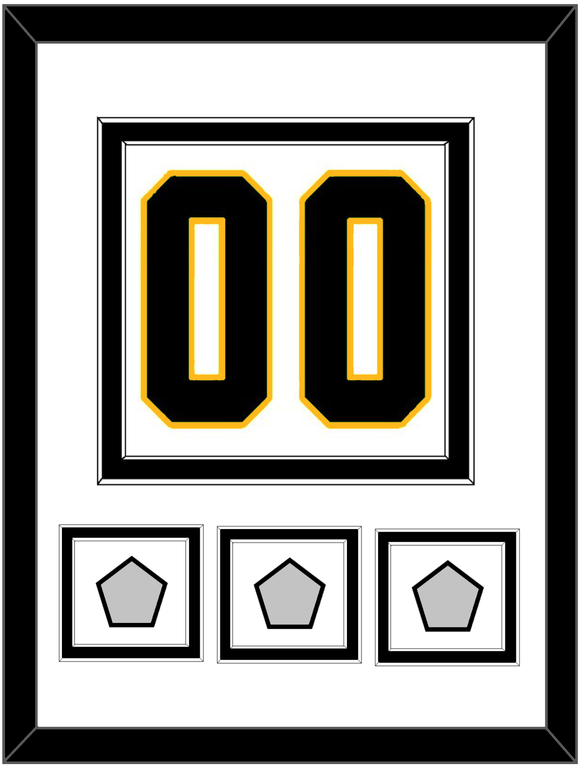 Pittsburgh Number (Back) & 3 Stanley Cup Finals Patches - Road White - Double Mat 2