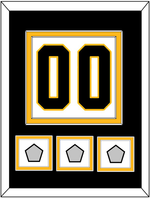 Pittsburgh Number (Back) & 3 Stanley Cup Finals Patches - Road White - Double Mat 3