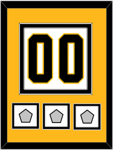 Pittsburgh Number (Back) & 3 Stanley Cup Champions Patches - Road White - Double Mat 4