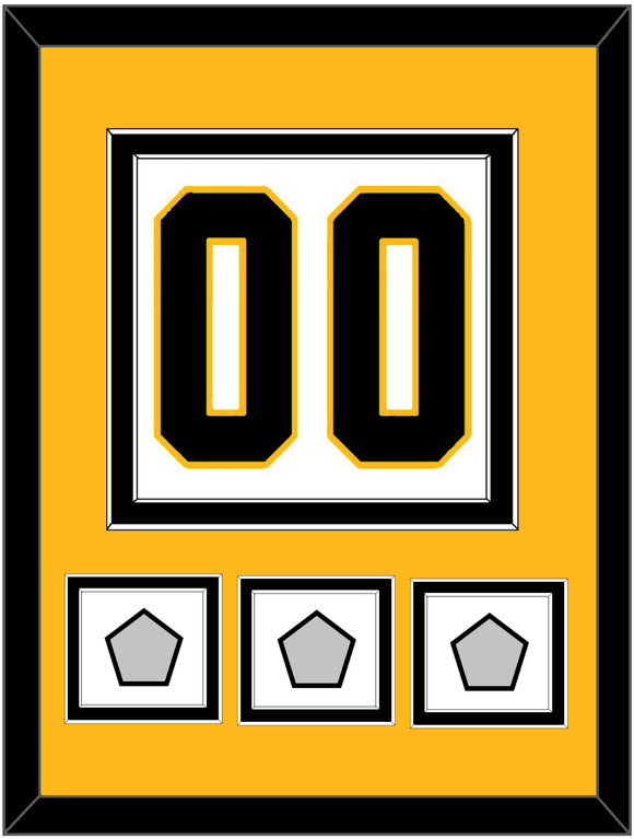 Pittsburgh Number (Back) & 3 Stanley Cup Champions Patches - Road White - Double Mat 4