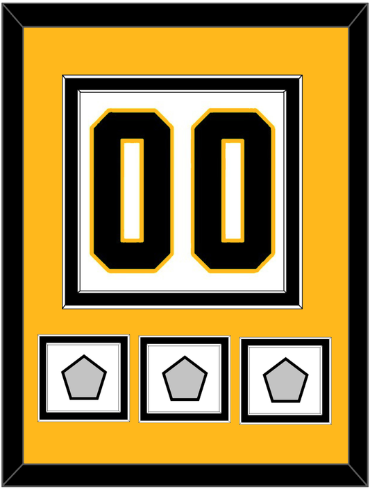 Pittsburgh Number (Back) & 3 Stanley Cup Finals Patches - Road White - Signature Tier 4