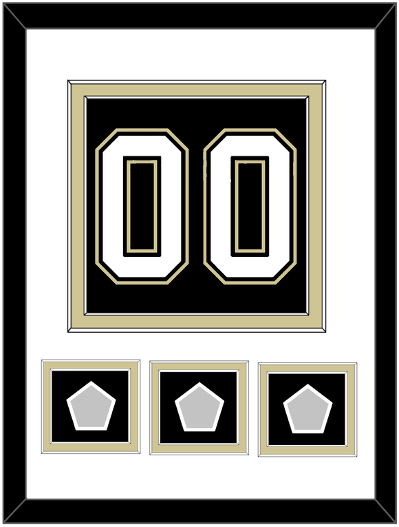 Pittsburgh Number (Back) & 3 Stanley Cup Champions Patches - Home Black (2007-2016) - Double Mat 1