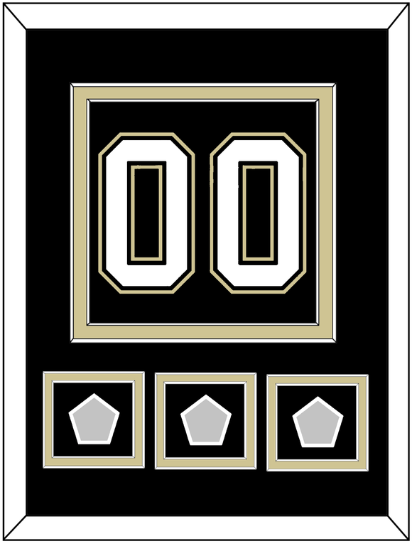 Pittsburgh Number (Back) & 3 Stanley Cup Finals Patches - Home Black (2007-2016) - Double Mat 2