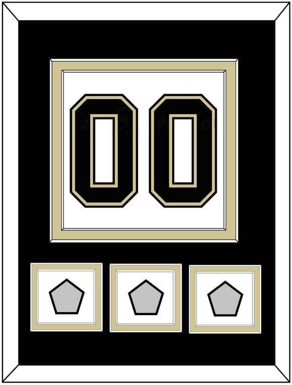 Pittsburgh Number (Back) & 3 Stanley Cup Champions Patches - Road White (2007-2016) - Double Mat 2