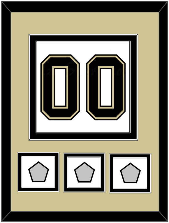 Pittsburgh Number (Back) & 3 Stanley Cup Finals Patches - Road White (2007-2016) - Double Mat 3