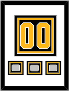 Pittsburgh Number (Back) & 3 Stanley Cup Finals Patches - Home Black - Triple Mat 1