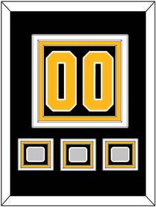 Pittsburgh Number (Back) & 3 Stanley Cup Finals Patches - Home Black - Triple Mat 2