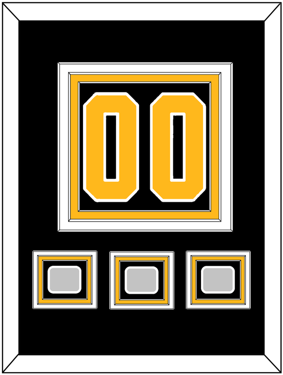 Pittsburgh Number (Back) & 3 Stanley Cup Finals Patches - Home Black - Triple Mat 2