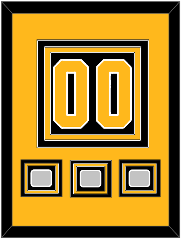 Pittsburgh Number (Back) & 3 Stanley Cup Finals Patches - Home Black - Triple Mat 3