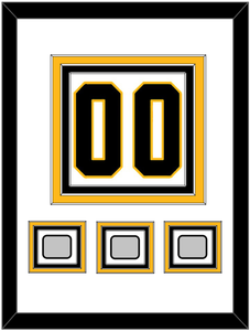 Pittsburgh Number (Back) & 3 Stanley Cup Champions Patches - Road White - Triple Mat 1