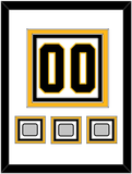 Pittsburgh Number (Back) & 3 Stanley Cup Champions Patches - Road White - Triple Mat 1