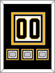 Pittsburgh Number (Back) & 3 Stanley Cup Finals Patches - Road White - Triple Mat 2