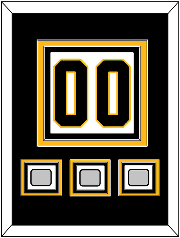 Pittsburgh Number (Back) & 3 Stanley Cup Champions Patches - Road White - Triple Mat 2