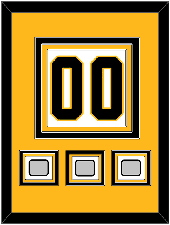 Pittsburgh Number (Back) & 3 Stanley Cup Champions Patches - Road White - Triple Mat 3