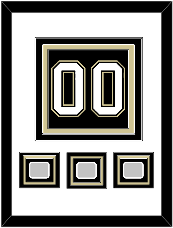 Pittsburgh Number (Back) & 3 Stanley Cup Champions Patches - Home Black (2007-2016)- Triple Mat 1