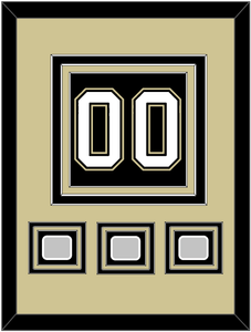 Pittsburgh Number (Back) & 3 Stanley Cup Finals Patches - Home Black (2007-2016) - Triple Mat 3