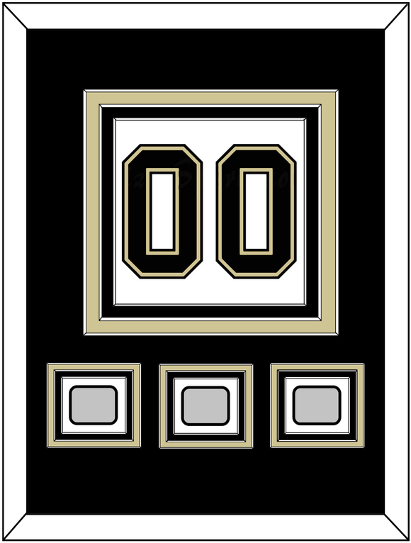 Pittsburgh Number (Back) & 3 Stanley Cup Finals Patches - Road White (2007-2016) - Triple Mat 2