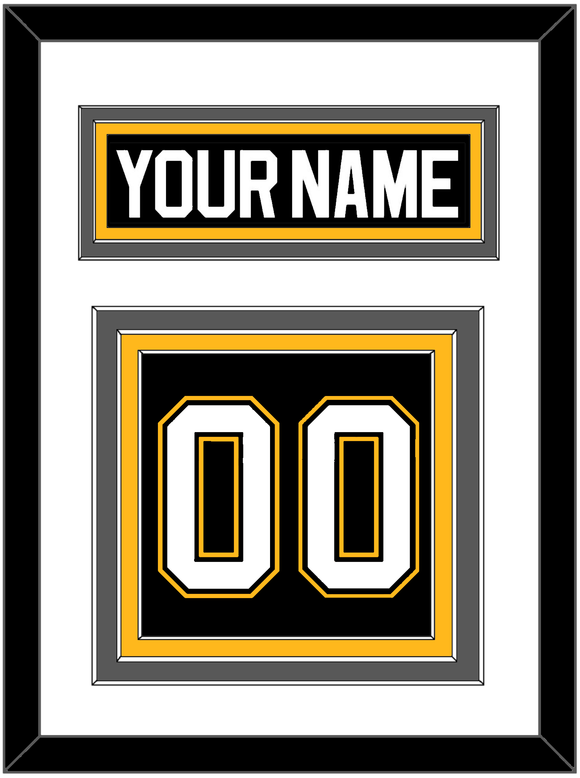 Pittsburgh Nameplate & Number (Back) - Road/Alternate Black (1995-2002) - Triple Mat 2