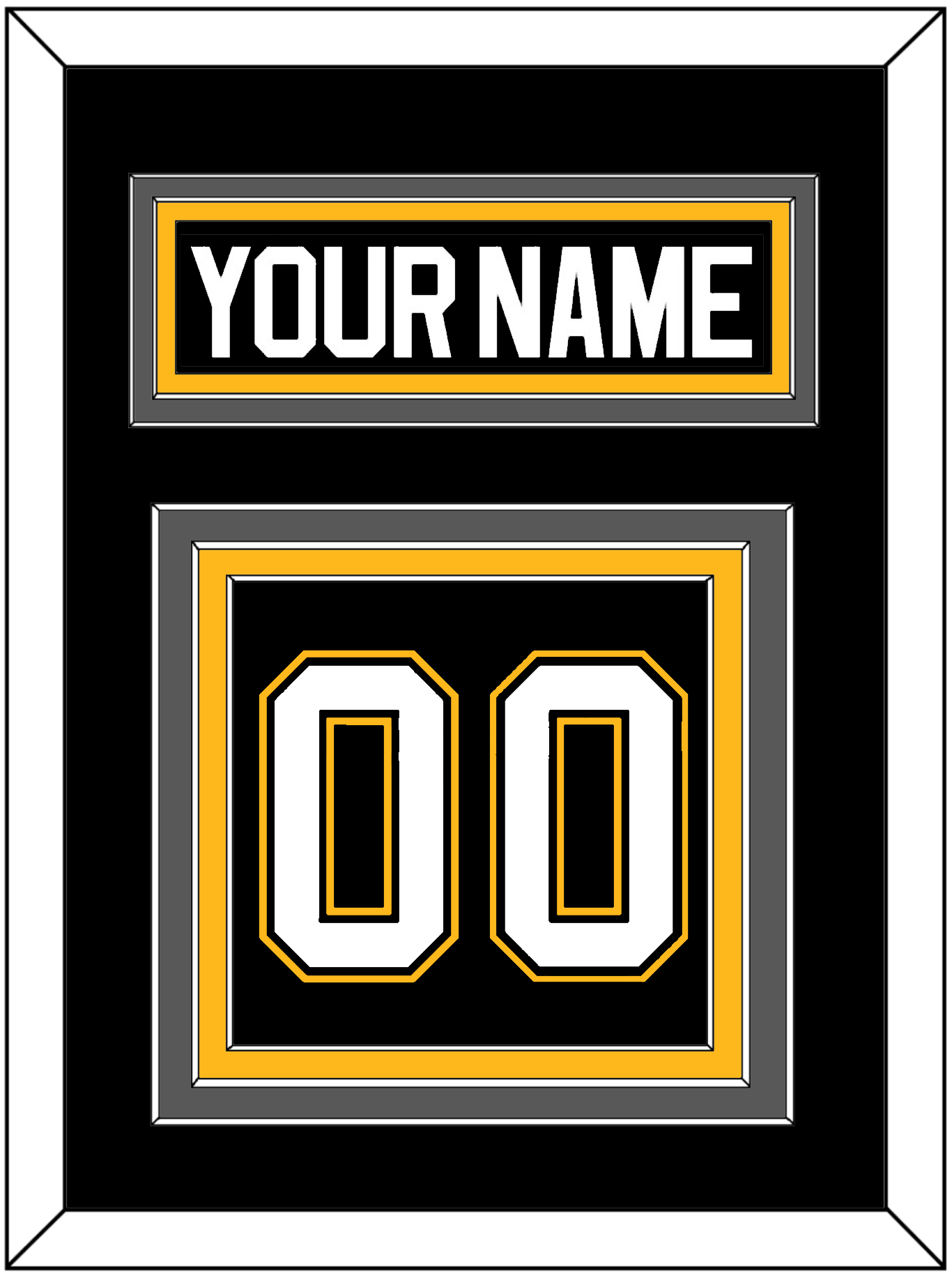 Pittsburgh Nameplate & Number (Back) - Road/Alternate Black (1995-2002) - Premier Tier 3