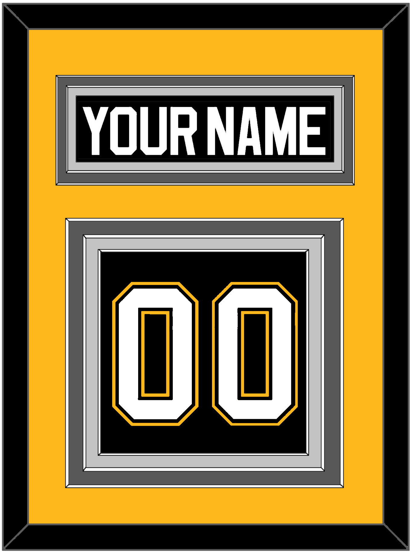 Pittsburgh Nameplate & Number (Back) - Road/Alternate Black (1995-2002) - Premier Tier 4